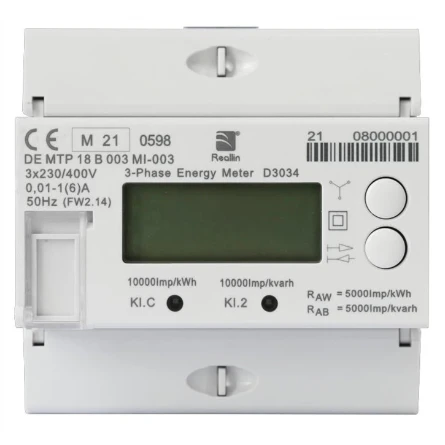 Three Phase Four Wire DIN Rail CT Meter -- D3034 Three Phase Four Wire DIN Rail CT Meter -- D3034